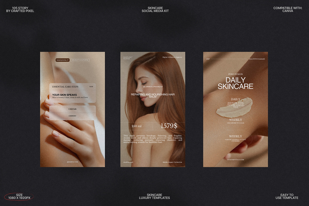 Calm Skincare Stories for Canva preview 5