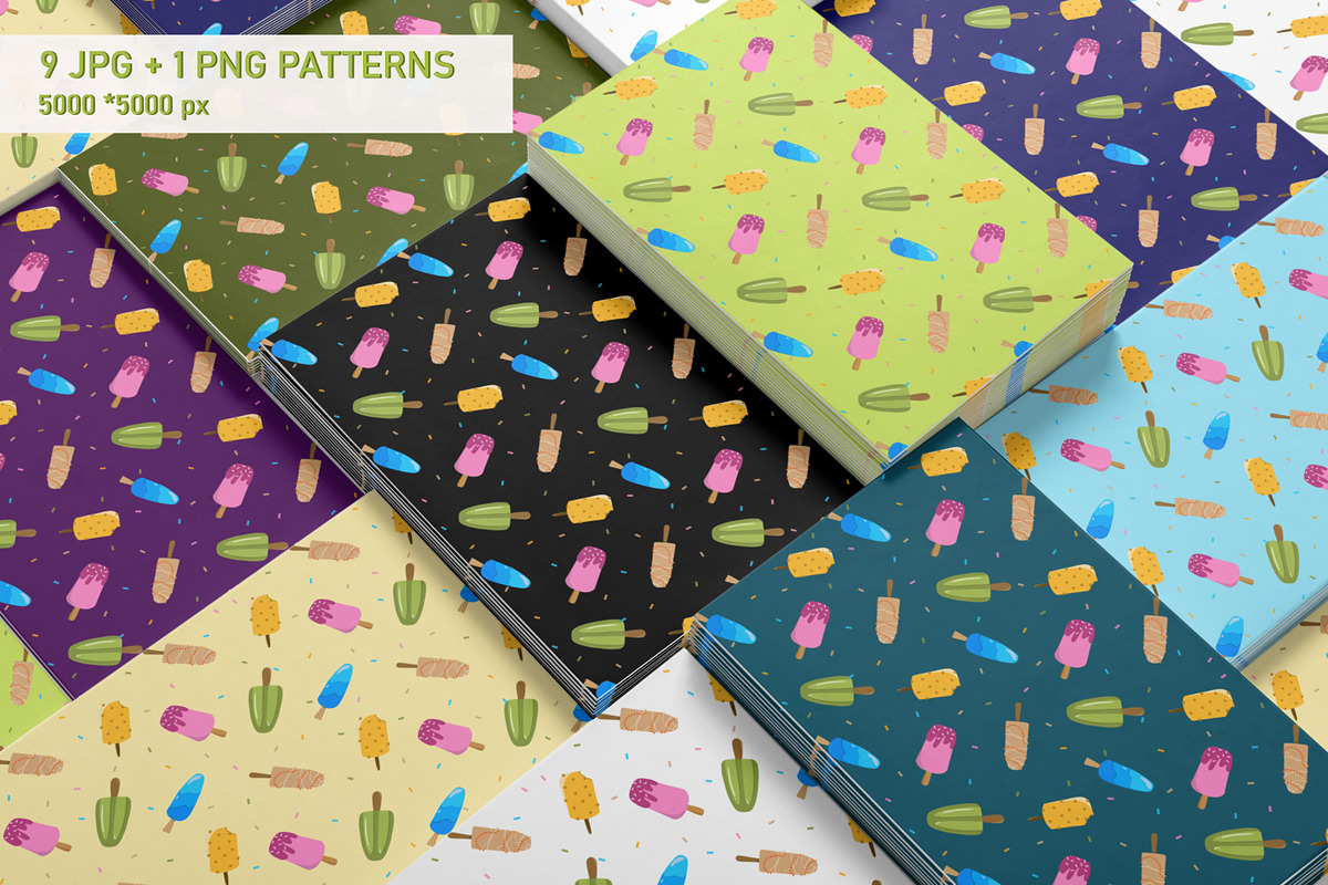 Cute colorful set with ice cream, a Pattern Graphic by Vaniuta_Art (Photo 4 of 6)