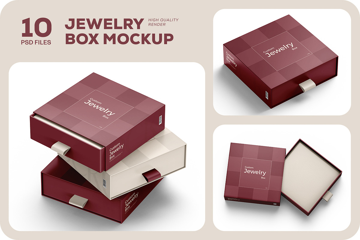 Sliding Jewelry Gift Box Mockup, a Packaging Mockup by Ram Studio LLC (Photo 1 of 12)