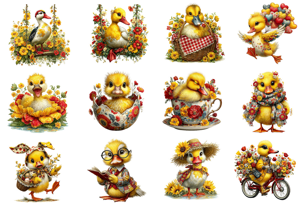 Whimsical Spring Duck Clipart, an Illustration by Dream Creation (Photo 3 of 5)