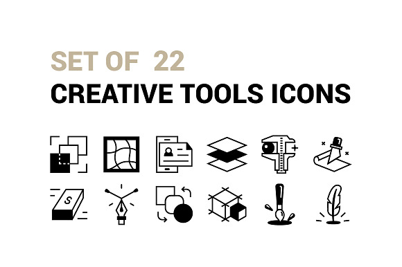 Set Of 22 Creative Tools Icon