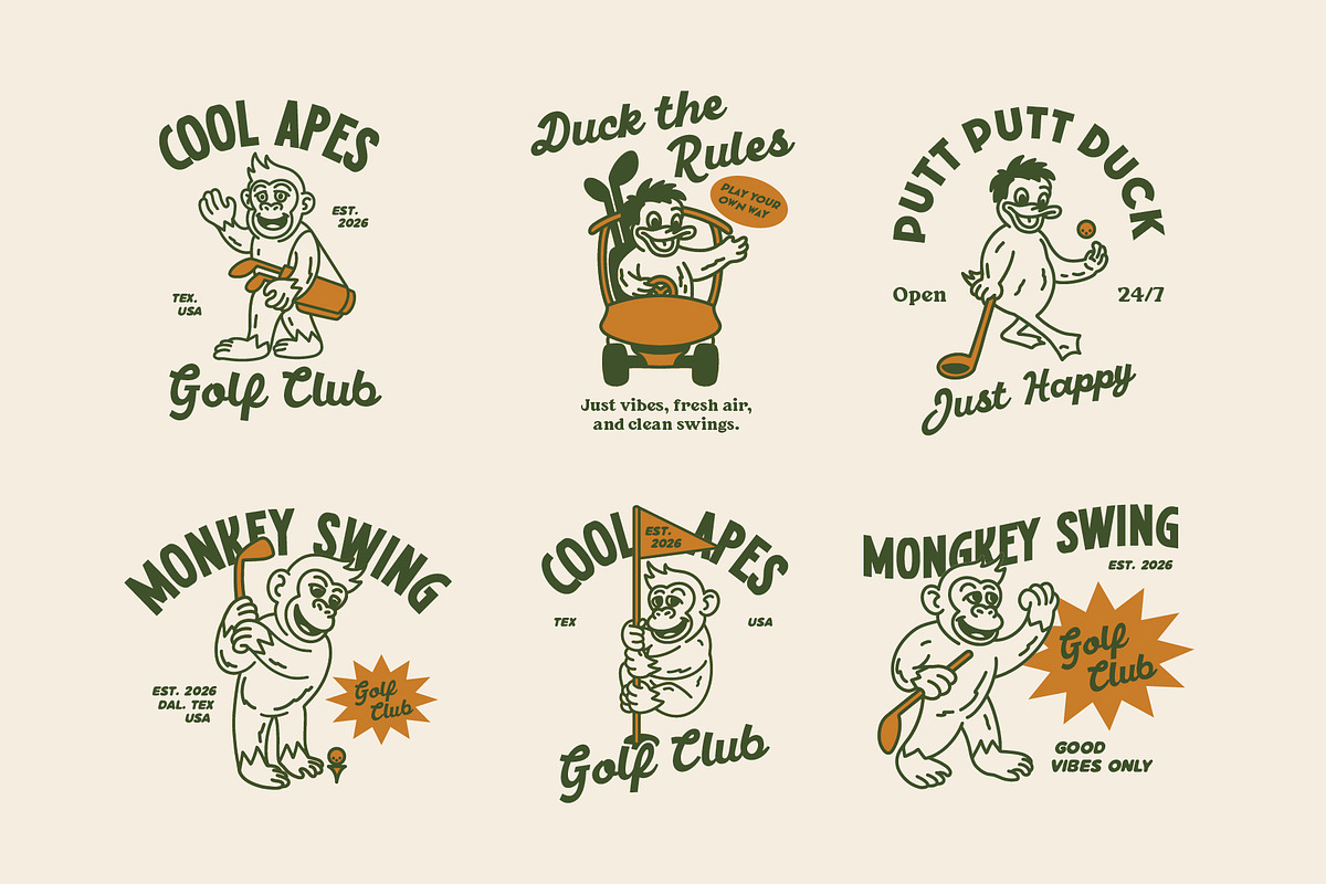 Golf Mascot Illustration Pack, a Sport Illustration by Skilline Supply Co. (Photo 5 of 11)