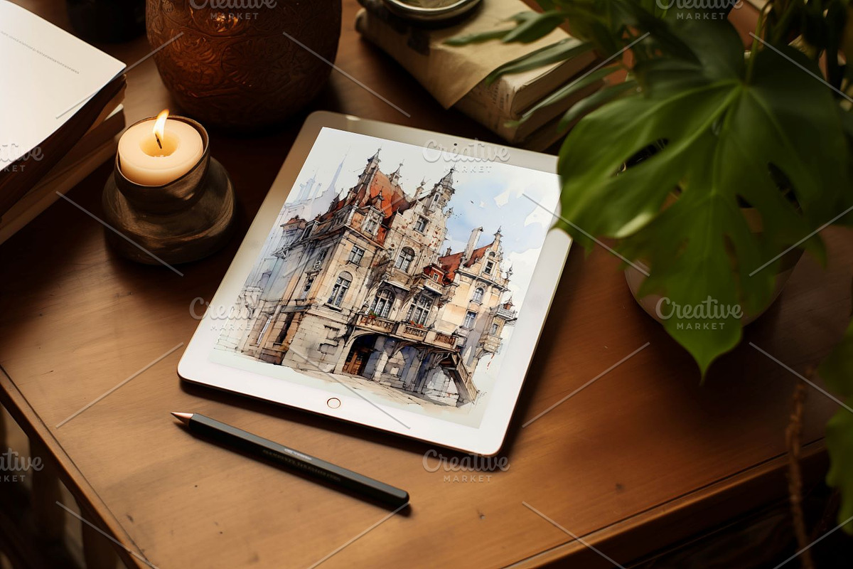 Ipad Pro with Green Plants Mockups, an iPad Mockup by AlineArtStore (Photo 5 of 6)