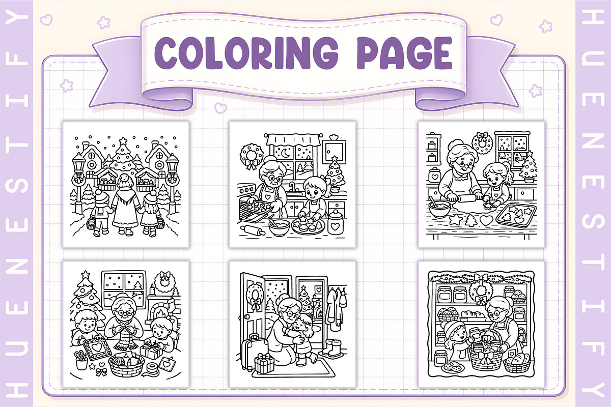 Christmas at Grandma’s Coloring Book, a Seasonal Illustration by HueNestify (Photo 3 of 4)