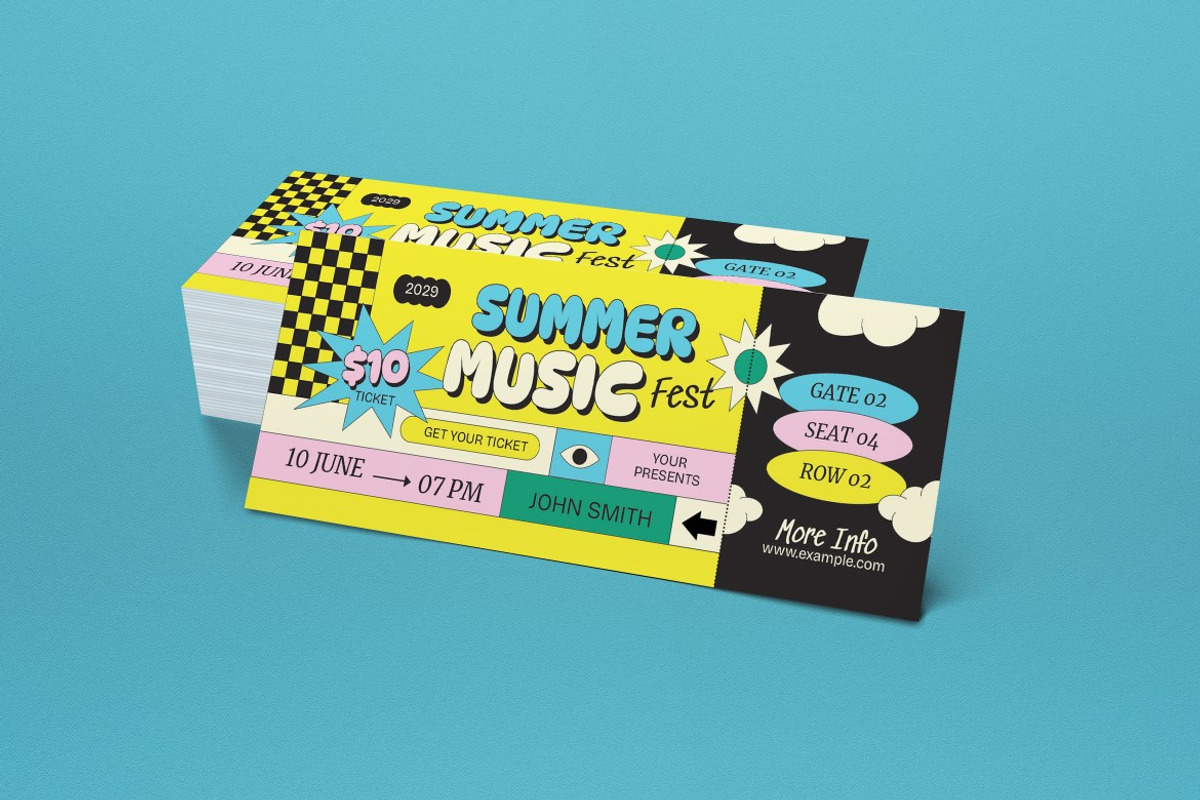 Yellow Flat Summer Music Ticket, a Card Template by graphicook (Photo 2 of 3)
