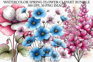 Watercolor Spring Flower Clipart PNG, an Illustration by Canvas Craft