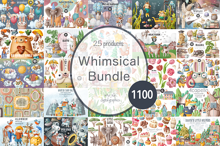 Whimsical Bundle, an Animal Illustration by Anastasiya Klempach