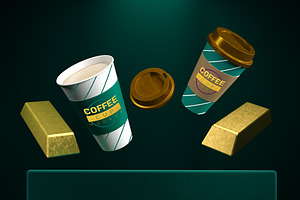 Golden Coffee Cup Mockup