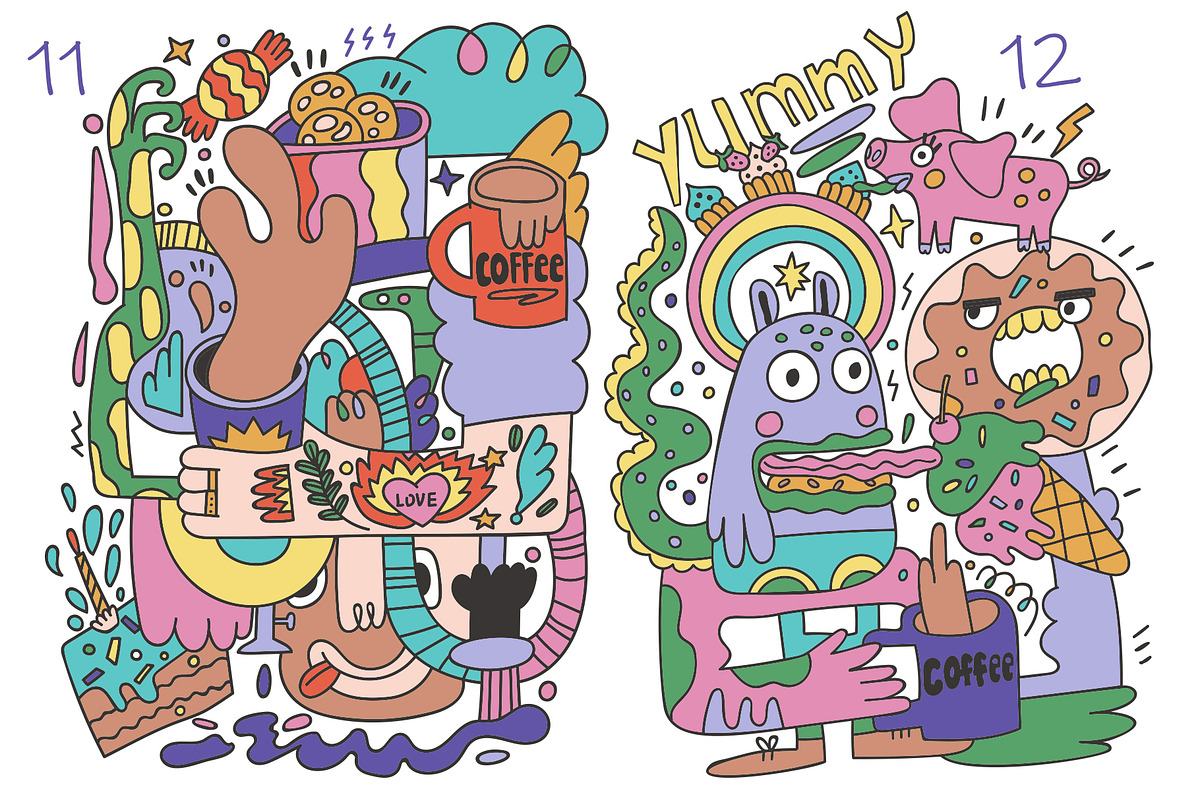 Fast Food Doodles. Vector and raster, a Food Illustration by Oliana Moroz (Photo 17 of 25)