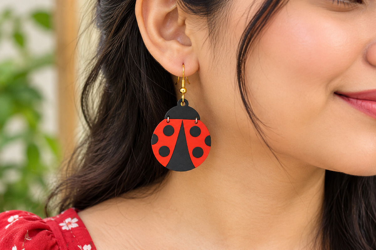 Ladybug Earrings Laser Cut SVG, an Object Graphic by Canvas Craft (Photo 2 of 3)