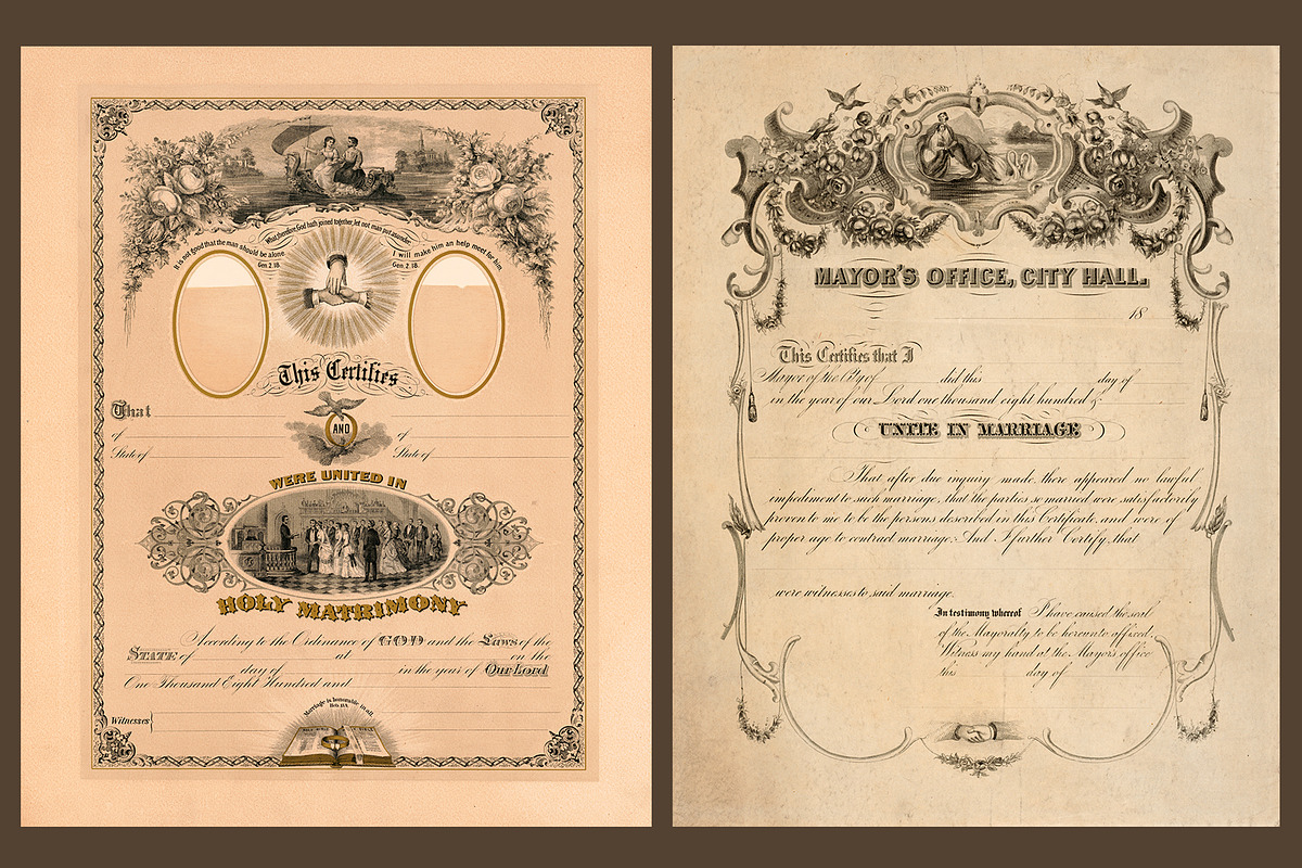 Antique Marriage Certificates -Blank, a Texture Graphic by Blue Line Design (Photo 3 of 11)