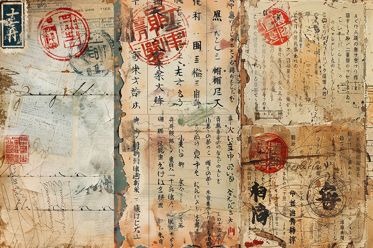 Grunge Japan Letters Digital Papers, a Background Graphic by BonaDesigns (Photo 2 of 5)