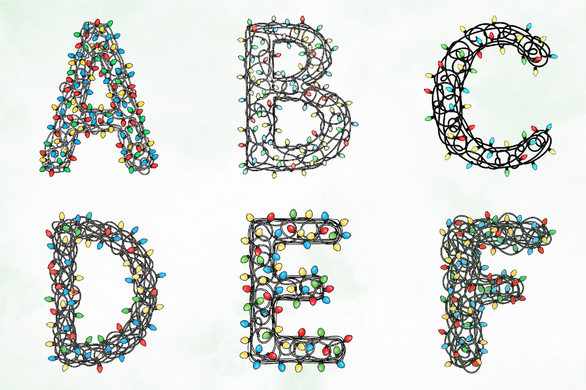 Christmas Lights Alphabet Clipart, an Illustration by Creative Art (Photo 8 of 10)