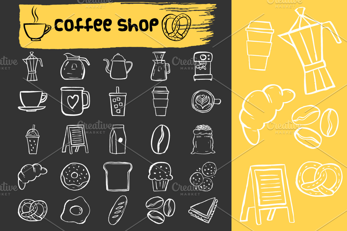 Coffee shop doodle icons, an Icon by faitotoro