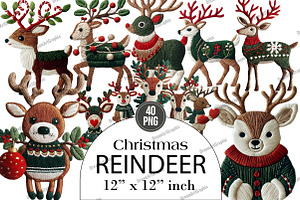Christmas Reindeer Clipart, an Illustration by DreamArtGraphic