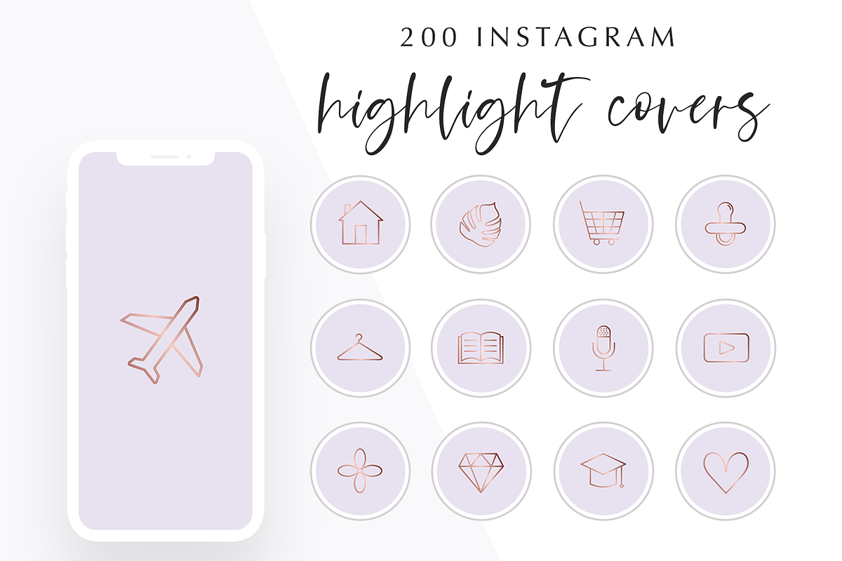 200 Instagram Story Highlight Icons, a Social Media Template by Blog&Glow (Photo 1 of 4)