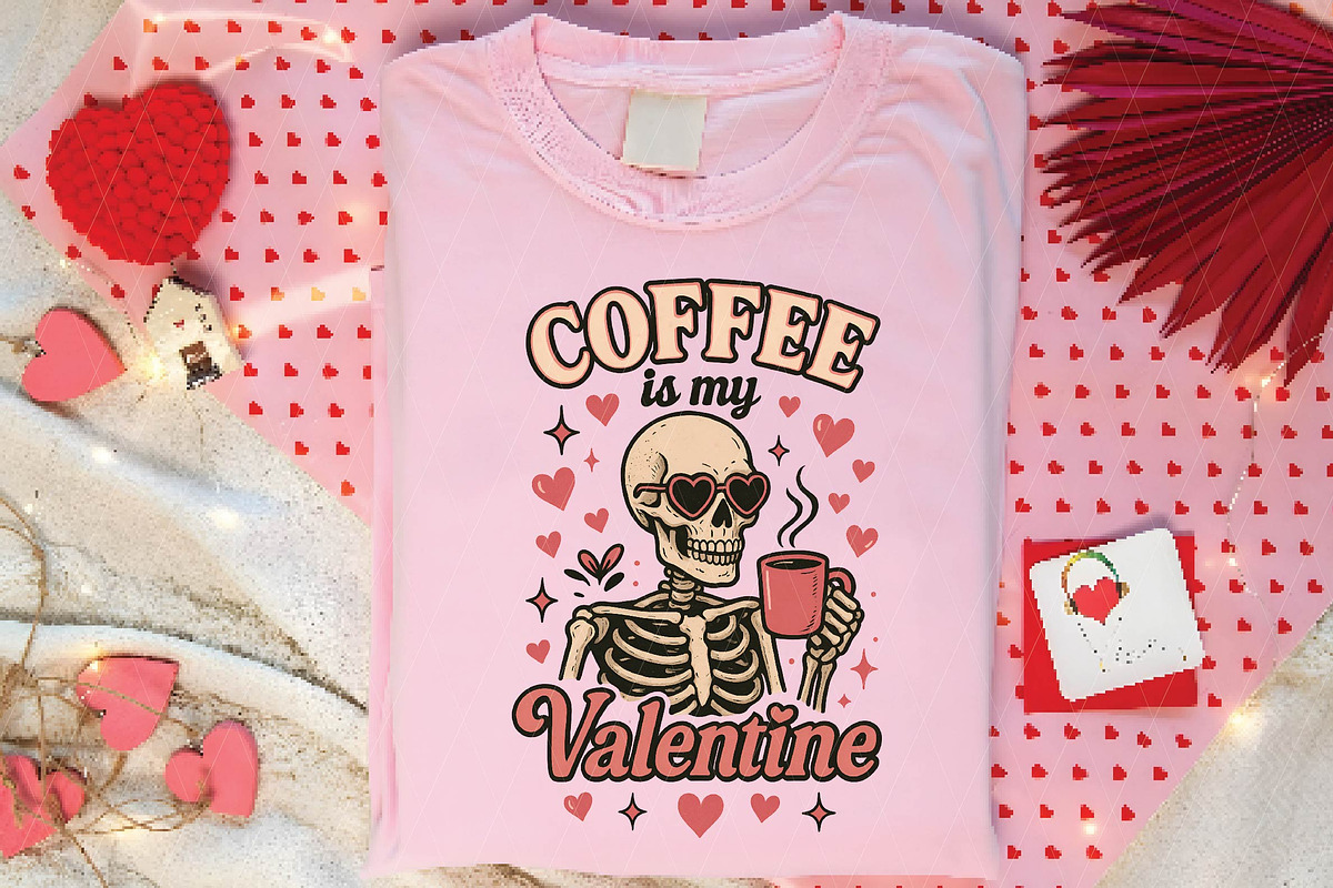 Coffee Is My Valentine Skeleton PNG, an Illustration by DreamPrint404 (Photo 7 of 8)