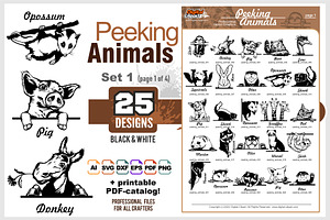 Peeking Animals - 25 Vector Images