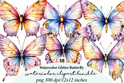watercolor glitter butterfly clipart, an Illustration by GatewayDesign (Thumbnail 1 of 9)