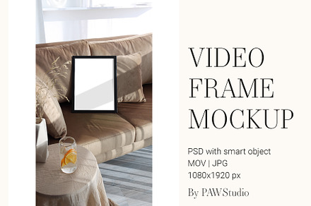Video Photo Frame Mockup 3x4 Reel ao