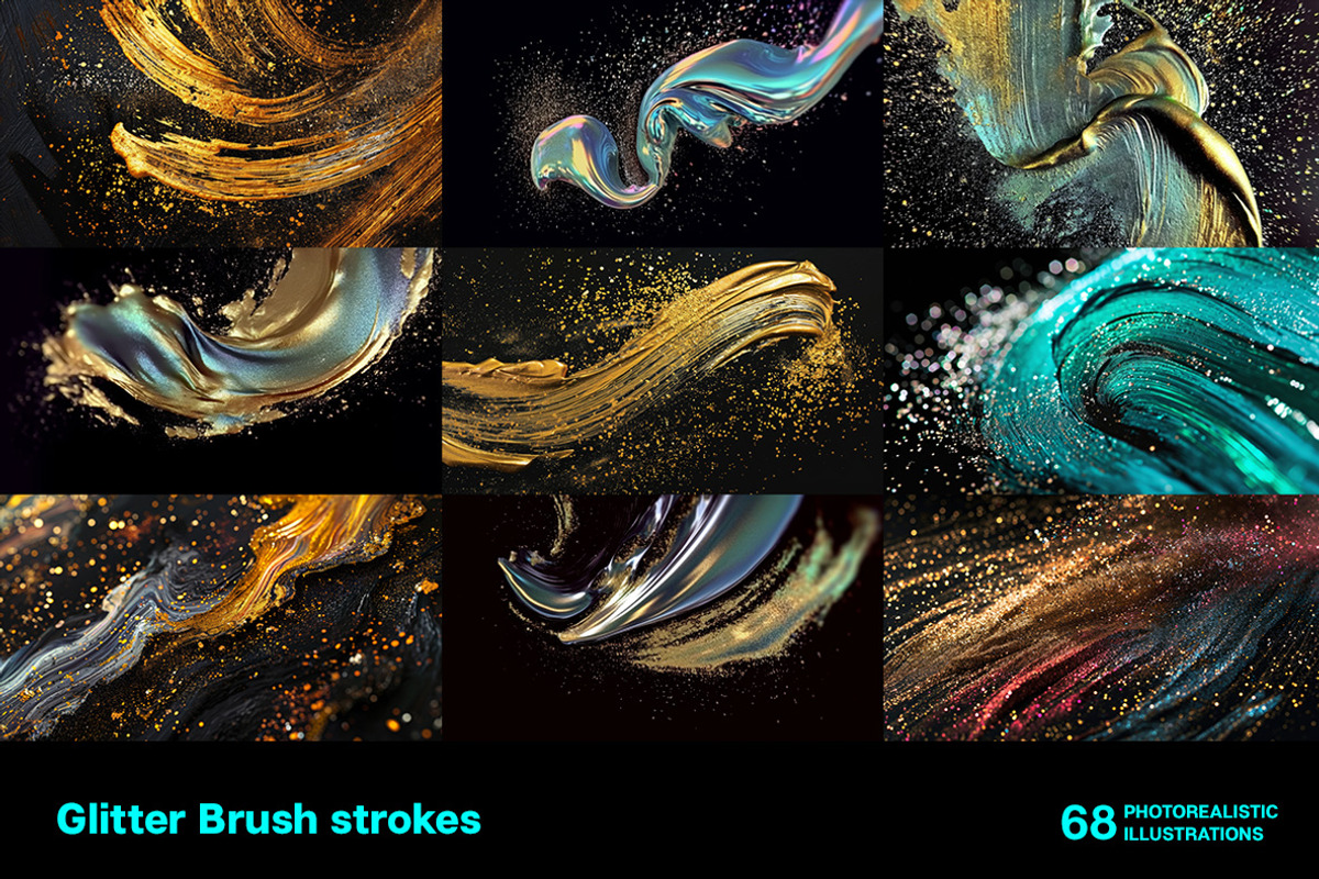 Glitter Brush strokes. 68 images, a Decorative Illustration by Handmadefont (Photo 5 of 14)