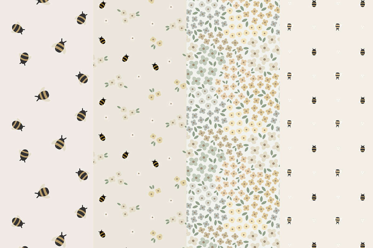 Bea & Bee 16 Seamless Patterns, a Pattern Graphic by Emilie Cliche (Photo 7 of 9)