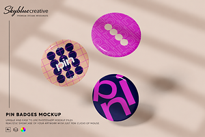 Set of Pin Button Mockup