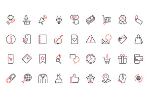 Online shop sales icons, an Object Illustration by Lemberg Vector