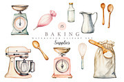 Baking Supplies Watercolor Cute Set, a Food Illustration by Pati Paints (Thumbnail 1 of 8)
