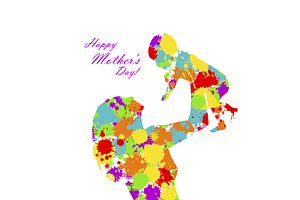 Mother's day. Silhouette of happy, a Person Illustration by Nenahliadava Design