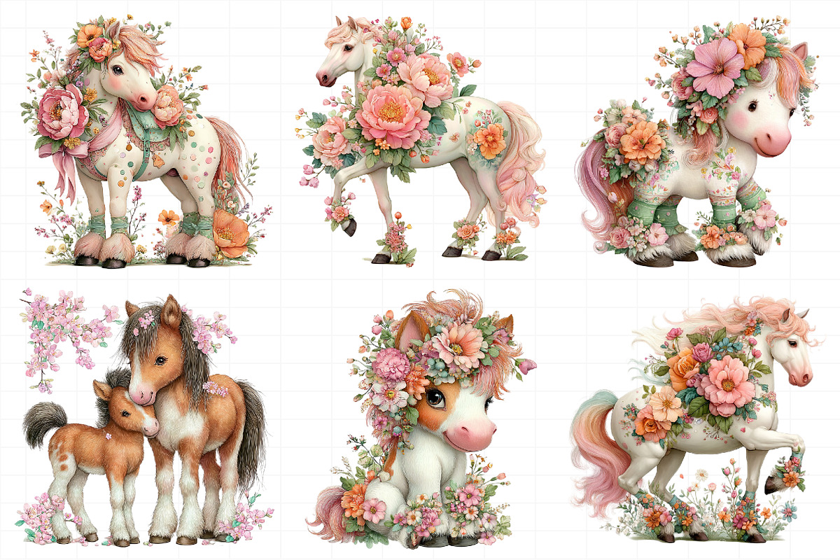 Whimsical Mother's Day Horse Clipart, an Illustration by Daily.Designs (Photo 3 of 7)