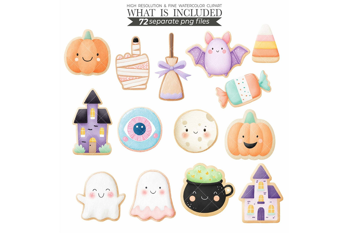 Halloween Cookie Clipart: Watercolor, an Illustration by CharmClipart (Photo 8 of 8)