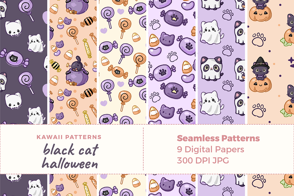 Black Cat Seamless Patterns, a Pattern Graphic by TheClipAtelier (Photo 1 of 3)
