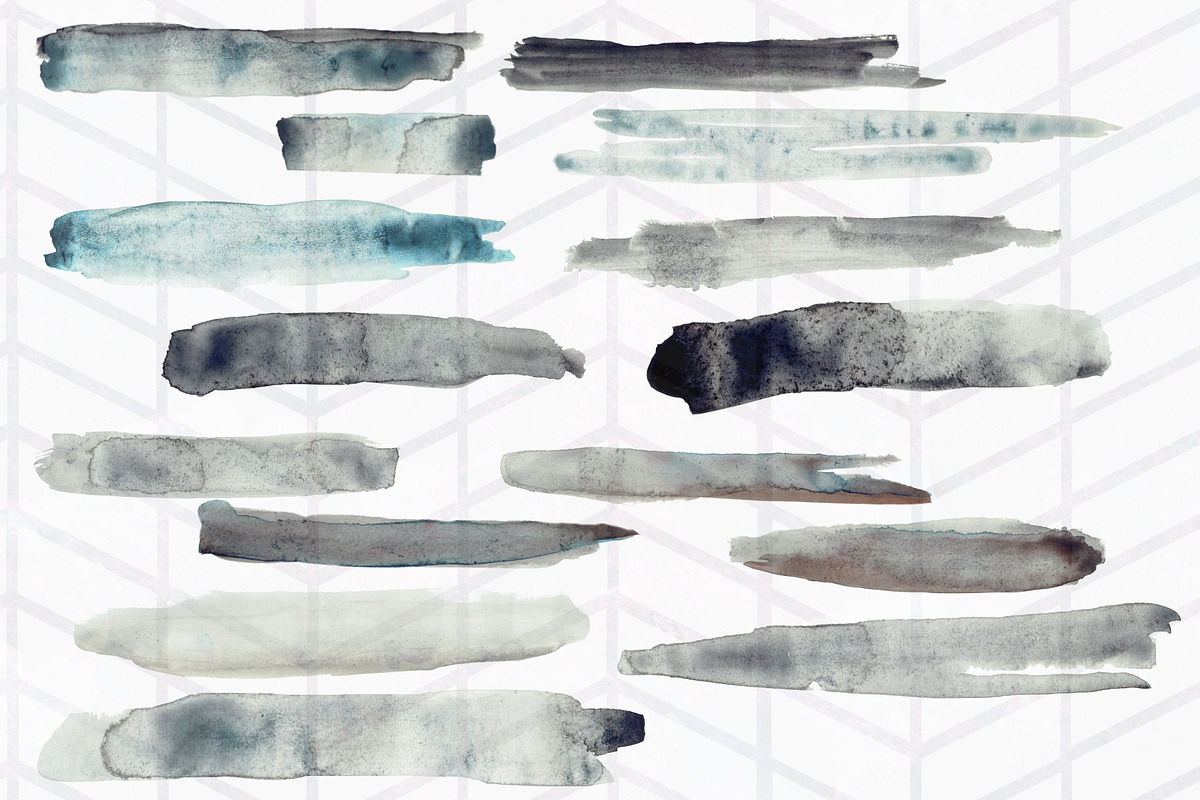 34 Moody Watercolor Brush Strokes, a Texture Graphic by Tubigan Art (Photo 5 of 6)