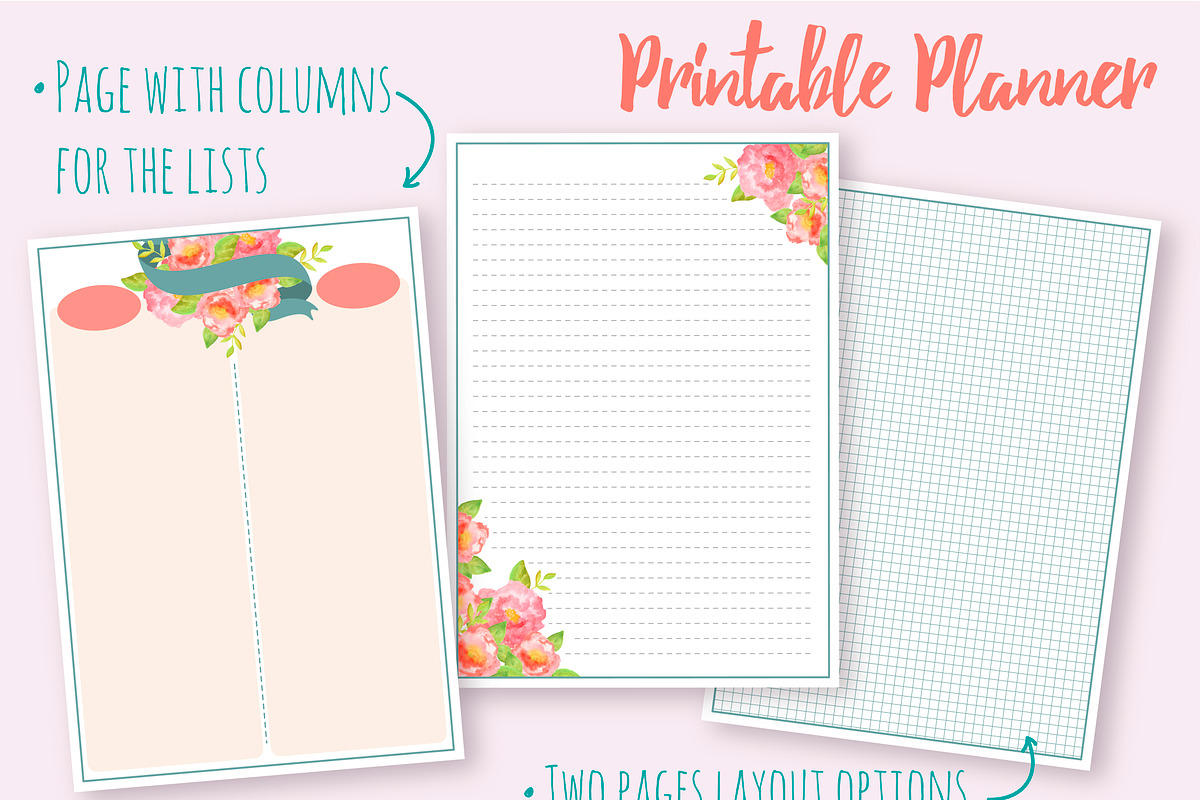 Flower planner - Watercolor Kit!, a Stationery Template by Fresh-shop (Photo 6 of 6)