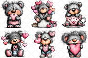 Whimsical Valentine Bear Clipart, an Illustration by Black Bird Studio (Thumbnail 5 of 6)