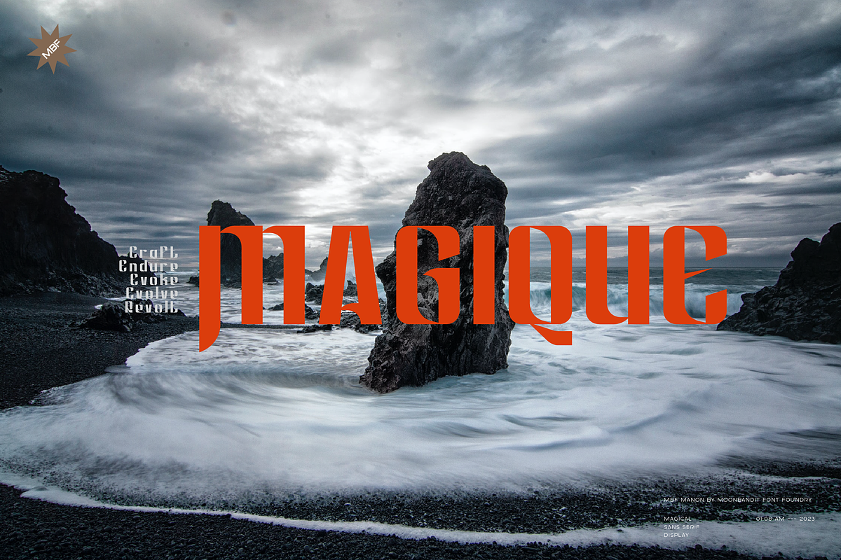 MBF Manon - Modern Condensed Display, a Sans Serif Font by MoonBandit (Photo 6 of 6)