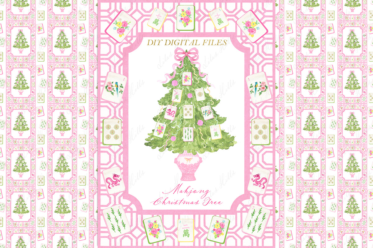 Mahjong Christmas Tree Pink, a Graphic by LABFcreations (Photo 1 of 4)