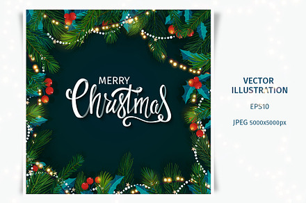 Merry Christmas card with lettering