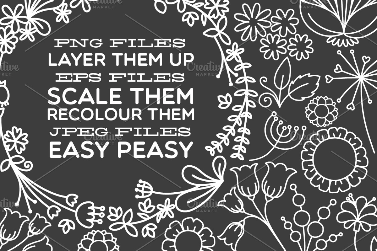 Floral Doodles clip art bumper pack, an Illustration by Katy Clemmans (Photo 4 of 5)