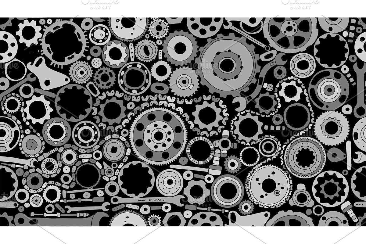 Auto spare parts and gears, seamless, an Object Illustration by Kudryashka