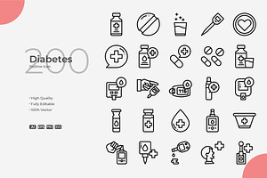 Diabetes Outline Icons, an Outline Icon by Bloodline