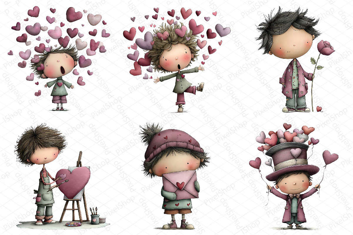 Quirky Valentine Boy Clipart, an Illustration by DreamPrint404 (Photo 6 of 6)