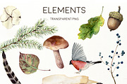 Autumn fall Watercolor fall clipart, an Animal Illustration by Yuliya Derbisheva (Thumbnail 2 of 8)