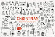 Christmas Doodles Vector Graphics, a Seasonal Illustration by Anntre (Thumbnail 1 of 3)