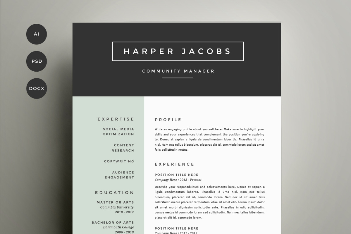 Resume Template 4 Pack | CV Template, a Resume Template by Refinery Resume Co. (Photo 1 of 3)