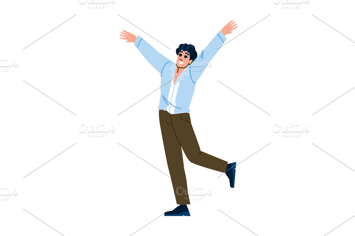 Young stylish man dancing and, a Person Illustration by pikepicture