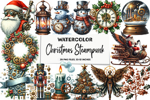 Christmas Steampunk Clipart, an Illustration by DreamArtGraphic