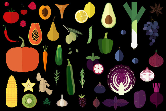 100 Vegetables Fruits And Herbs Set