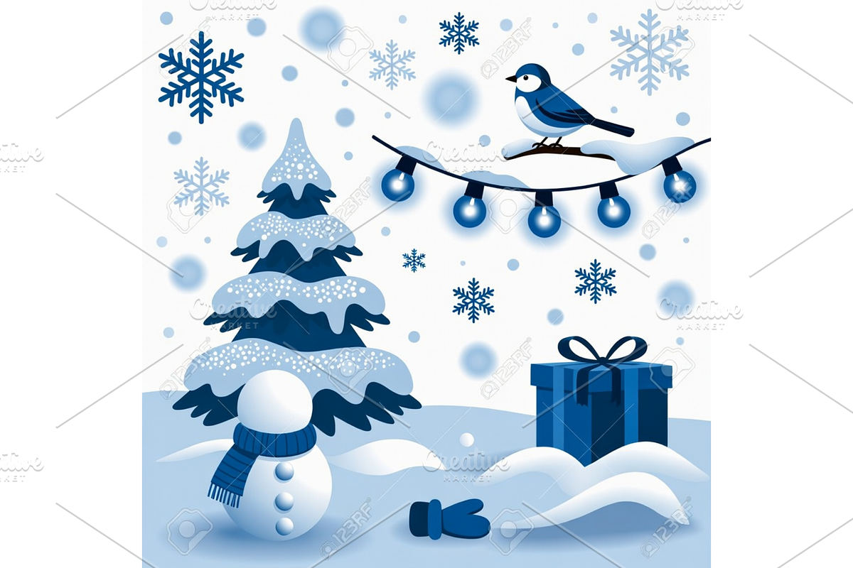 Christmas Winter Blue Snow clipart, a Seasonal Illustration by Creative design (Photo 4 of 7)